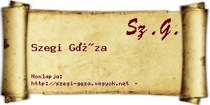 Szegi Géza névjegykártya