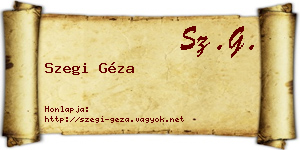 Szegi Géza névjegykártya